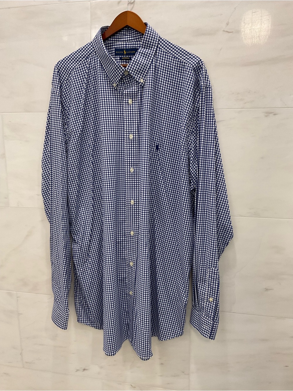 POLO Ralph Lauren Big & Tall BLUE GINGHAM PLAID Button Front Shirt 2XLT T20